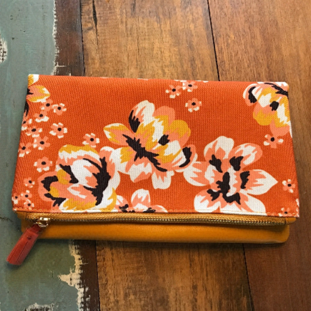 Rachel Pally Retro Floral Clutch Marigold/orange/coral/white